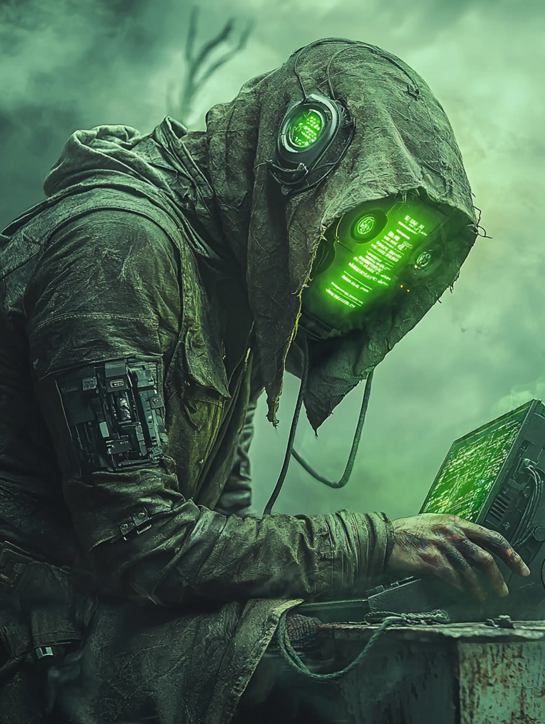 Cybernetic Sentinel in the Neon Wasteland